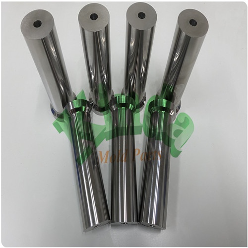 High Precision tungsten carbide punches with conical head, high polished DIN 9861 D carbide punch with thru ejector hole