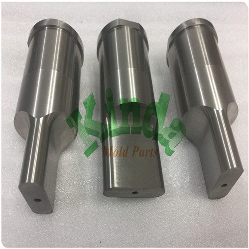 High precision press fit center dowel punches with cylindrical head, oblong ejector punch with head key flat,  regular punch with ejector pin